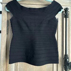 Herve Leger Off Shoulder Bandage Top Black size small